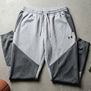 Under Armour ColdGear Joggers Sweatpants Men's XXL 2XL Grey Colorblock Fleece
